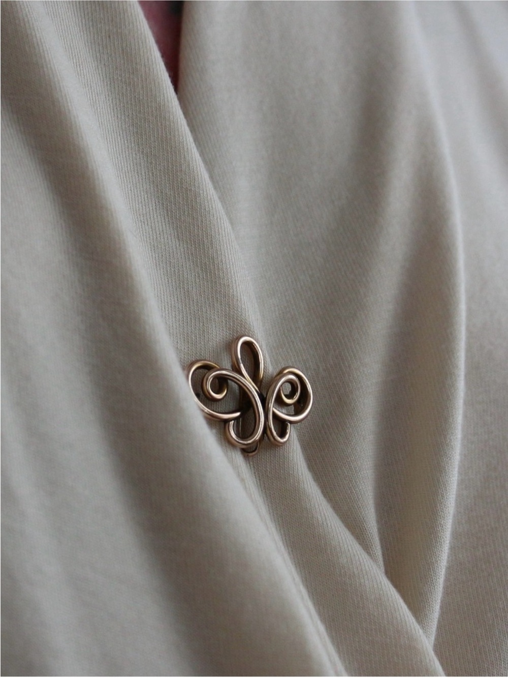 Gold Curved Wire Butterfly Brooch - Women Jewelry